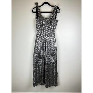 NWOT Eva Franco Silver "Tinsel" Midi Dress Size 6